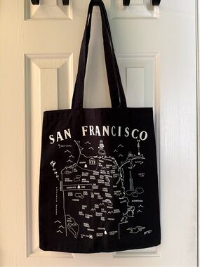 MapTote San Francisco Black Canvas Tote Bag with Long Shoulder Straps